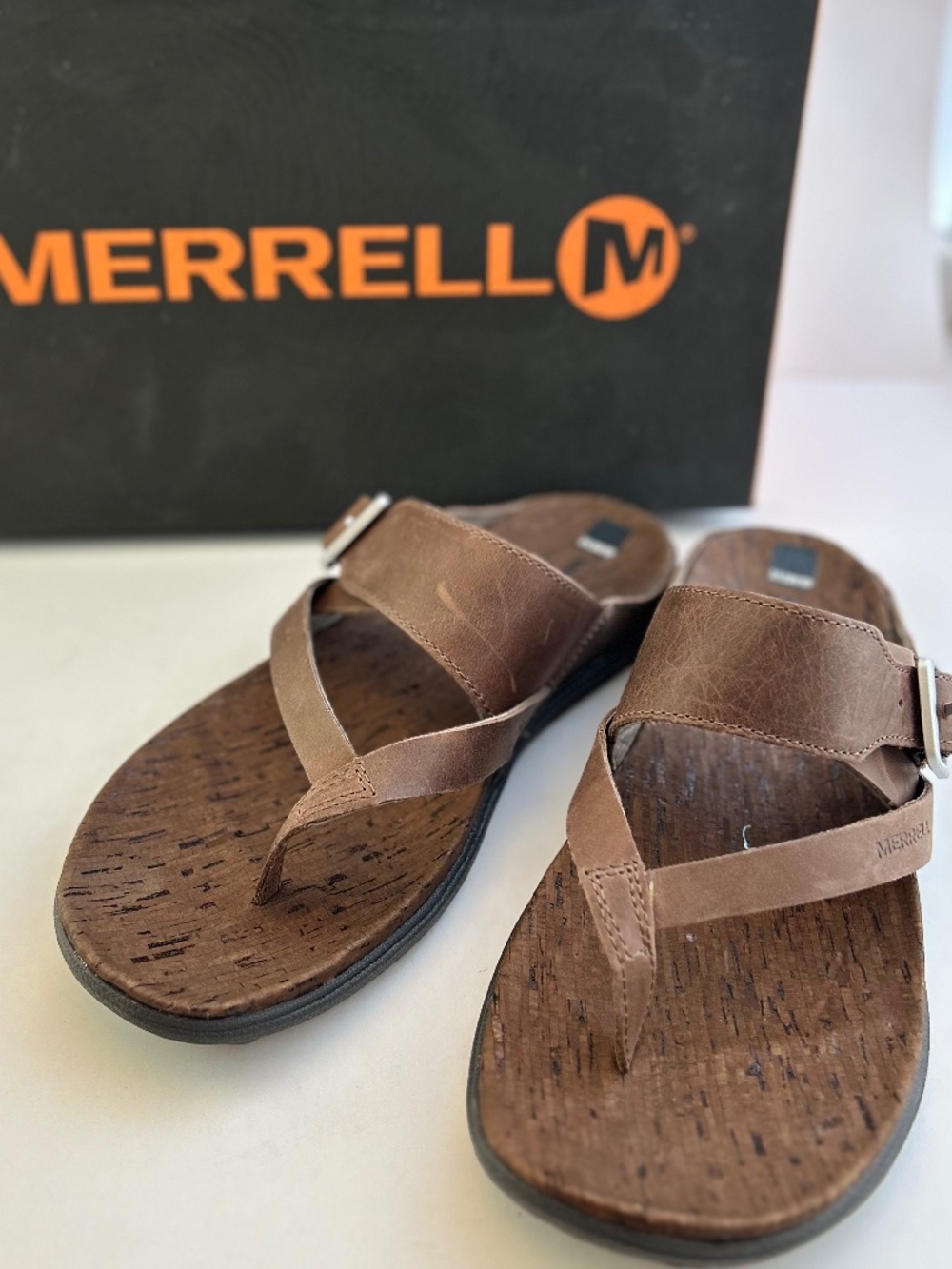 Merrell Thong Buckle Sandal Brown Leather